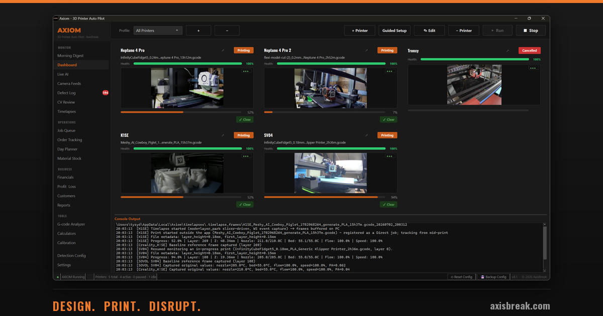 AXIOM: The Operations Platform for 3D Print Farms