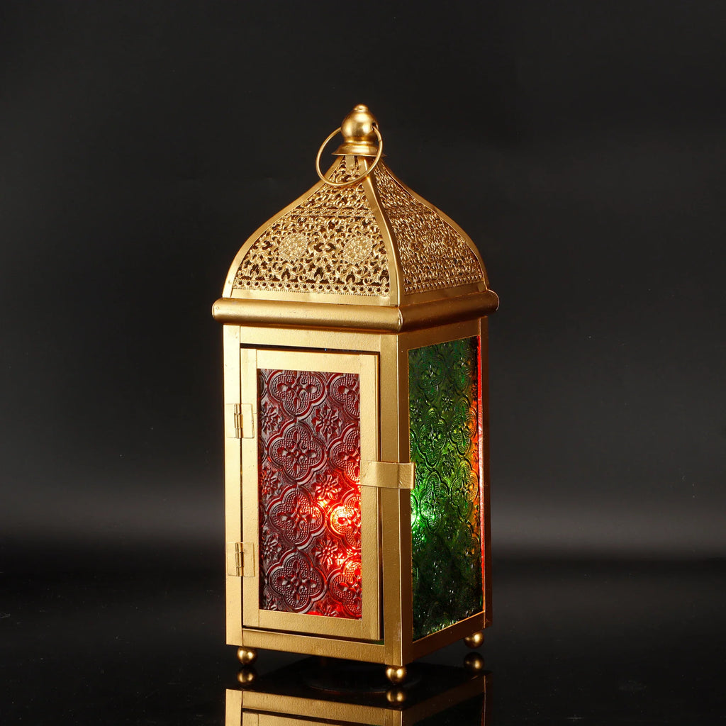 Gold Moroccan Lantern 12" H Battery Operated Decorative Lantern