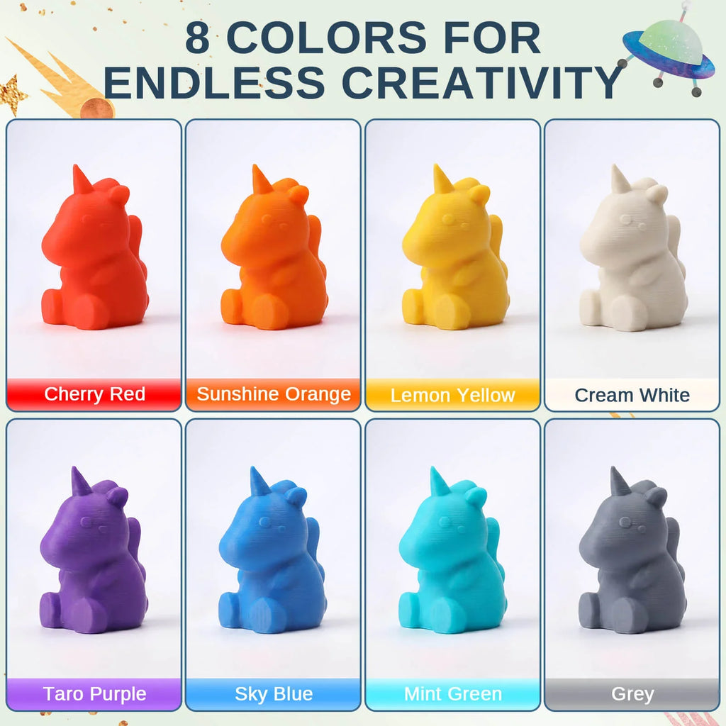 PLA Filament 1.75mm, Planet Explorer 8-Color Mini Spool Bundle, 250g Each, High-Speed PLA, +/-0.02mm Accuracy, Easy-to-Print.