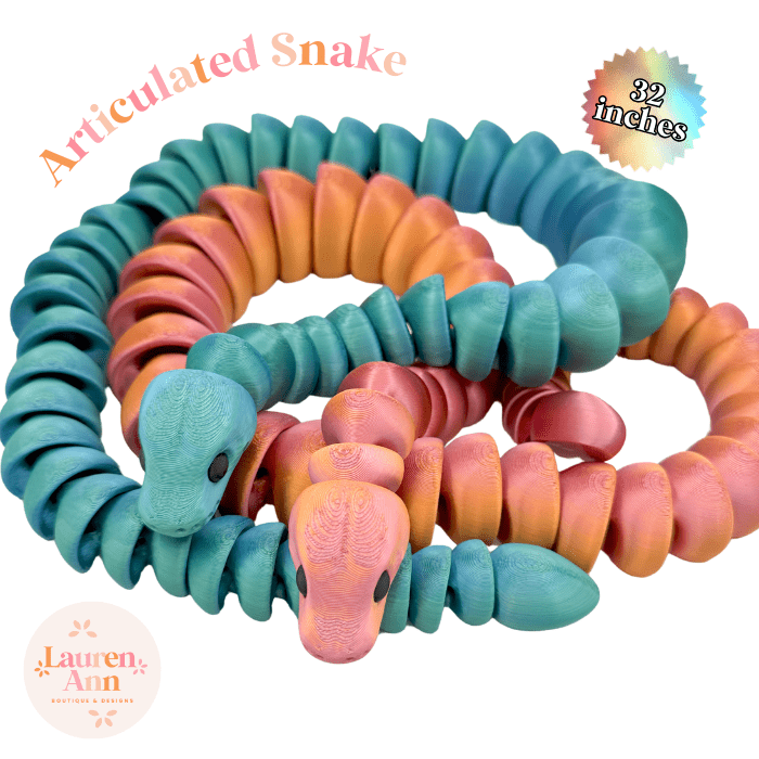 32" Articulated 3D Printed Snake – Fidget Toy, Flexible Sensory Gift