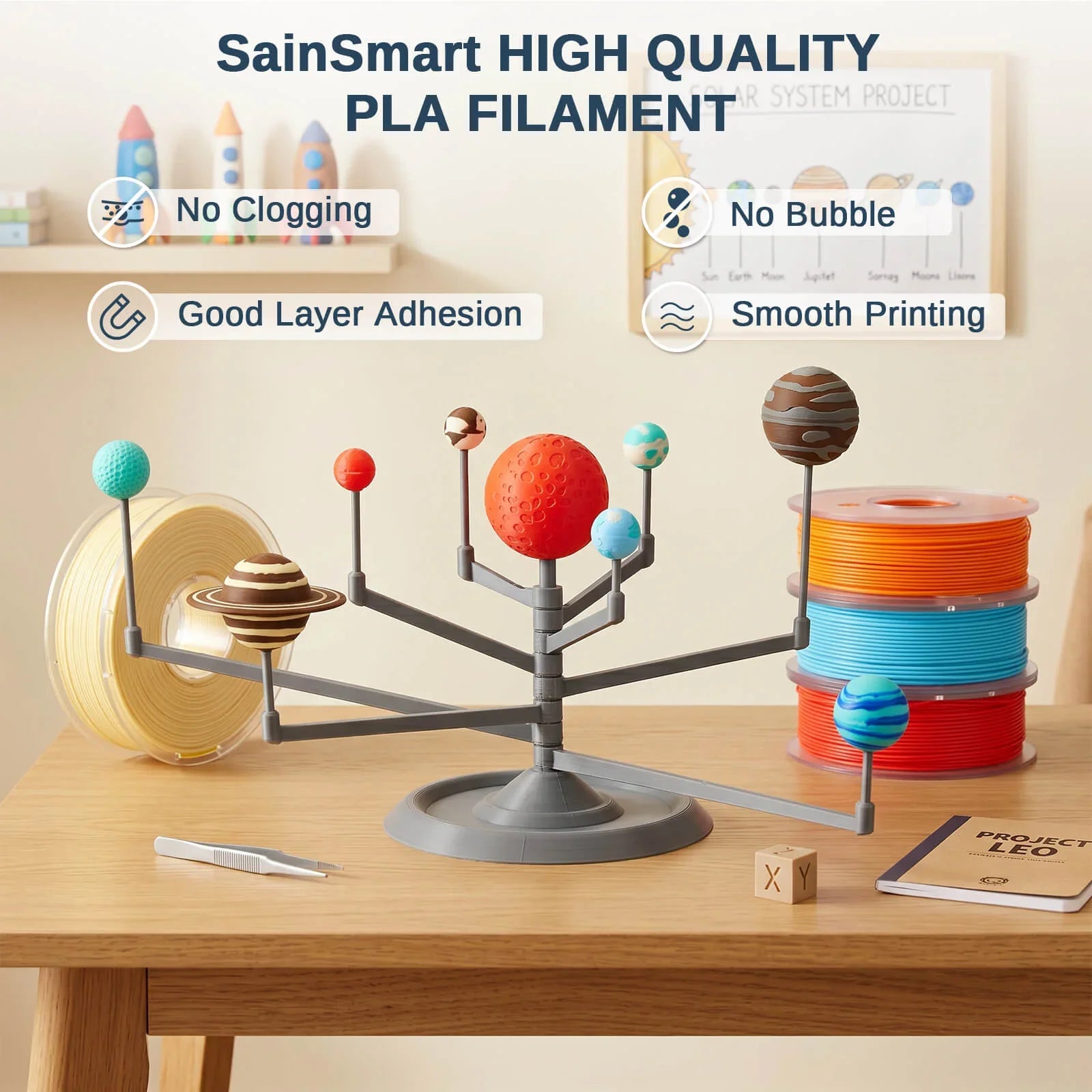 PLA Filament 1.75mm, Planet Explorer 8-Color Mini Spool Bundle, 250g Each, High-Speed PLA, +/-0.02mm Accuracy, Easy-to-Print.