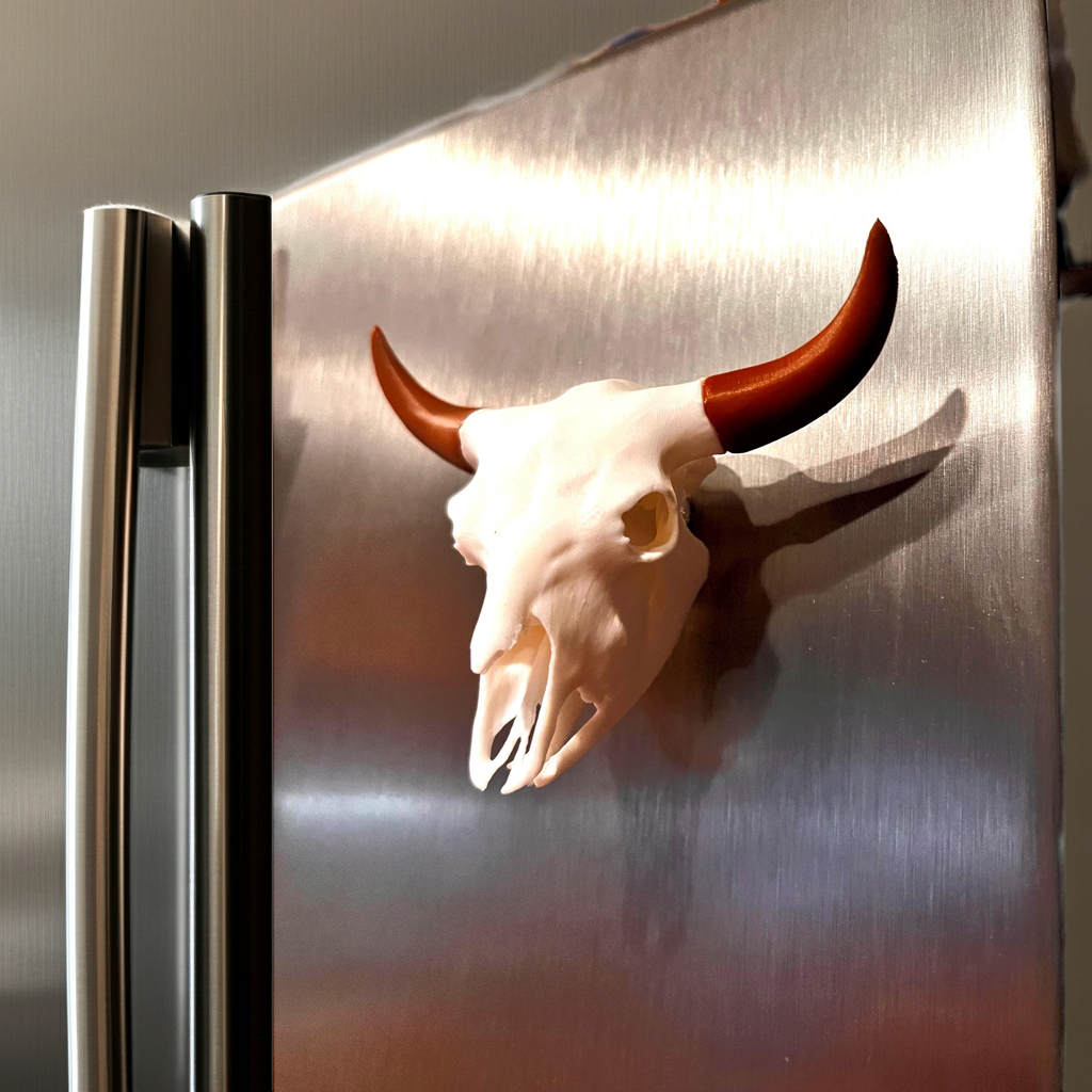 Bison Skull Fridge Magnet (3D Printed PLA Plastic)