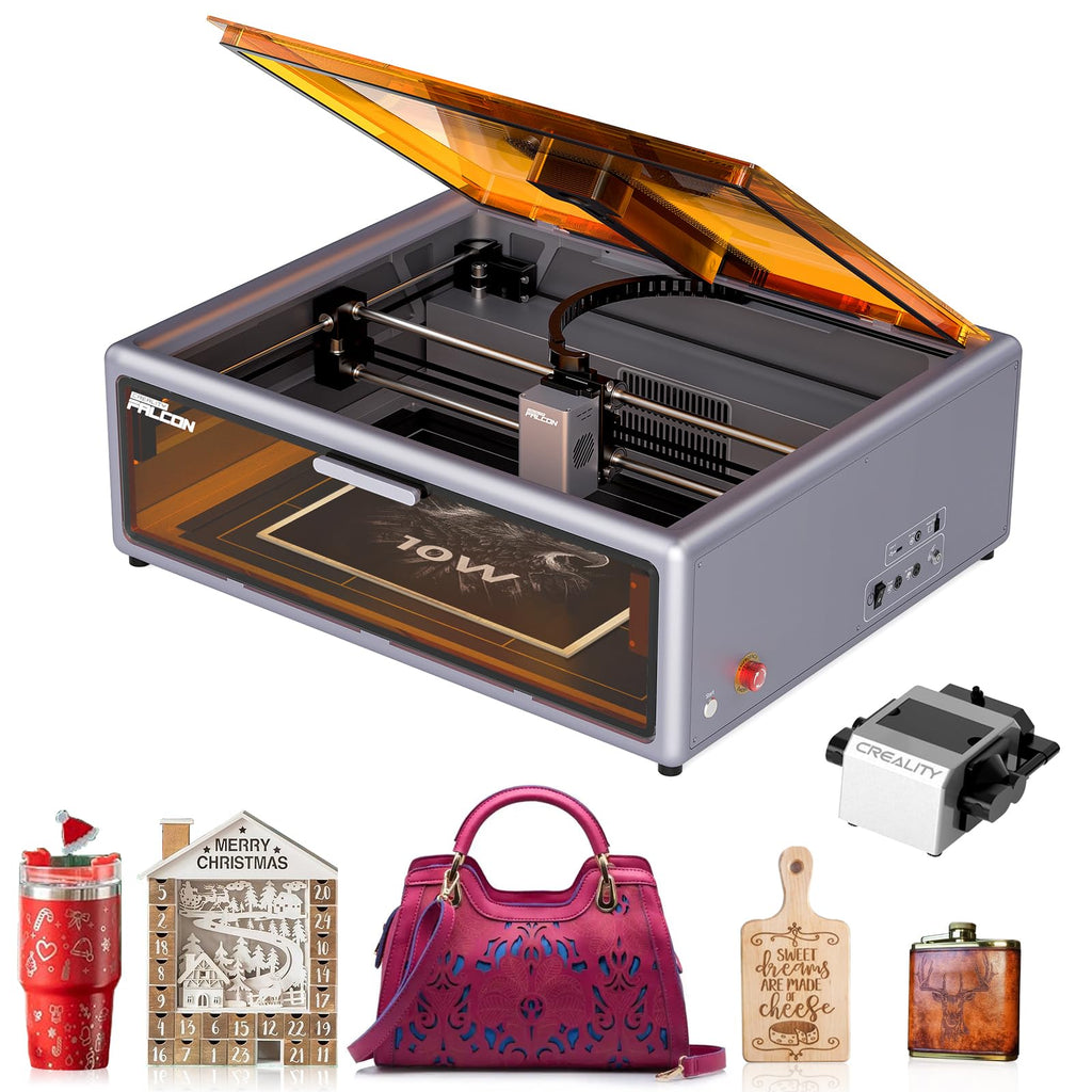 Creality Falcon A1 10W Laser Engraver, Enclosed Laser Cutter with Air Assist, HD Camera Positioning, Beginner-friendly, Class 1
