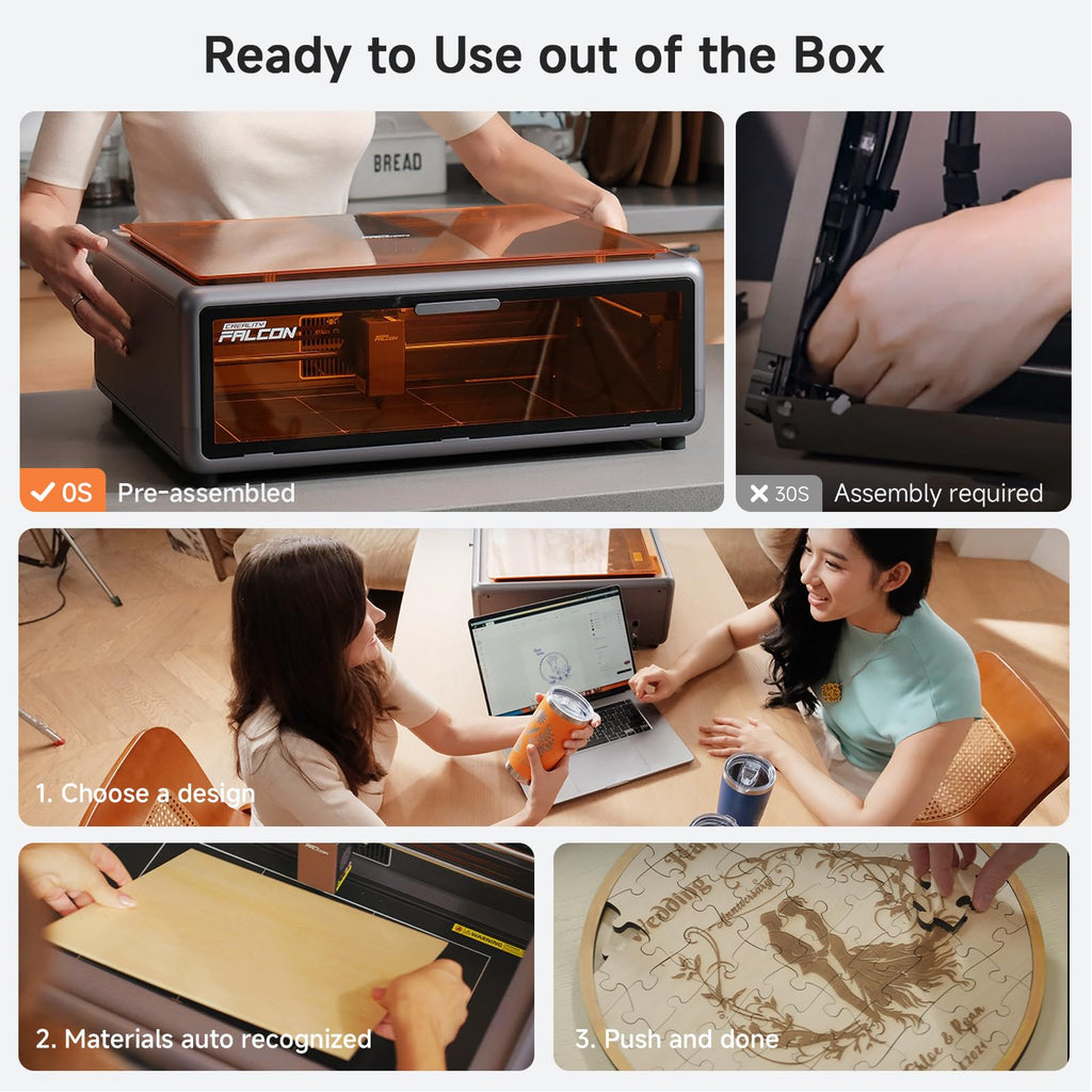 Creality Falcon A1 10W Laser Engraver, Enclosed Laser Cutter with Air Assist, HD Camera Positioning, Beginner-friendly, Class 1