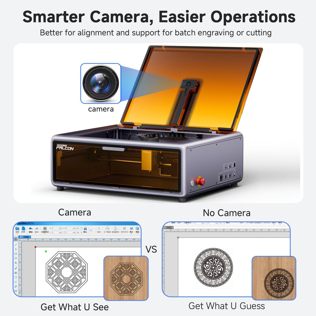 Creality Falcon A1 10W Laser Engraver, Enclosed Laser Cutter with Air Assist, HD Camera Positioning, Beginner-friendly, Class 1