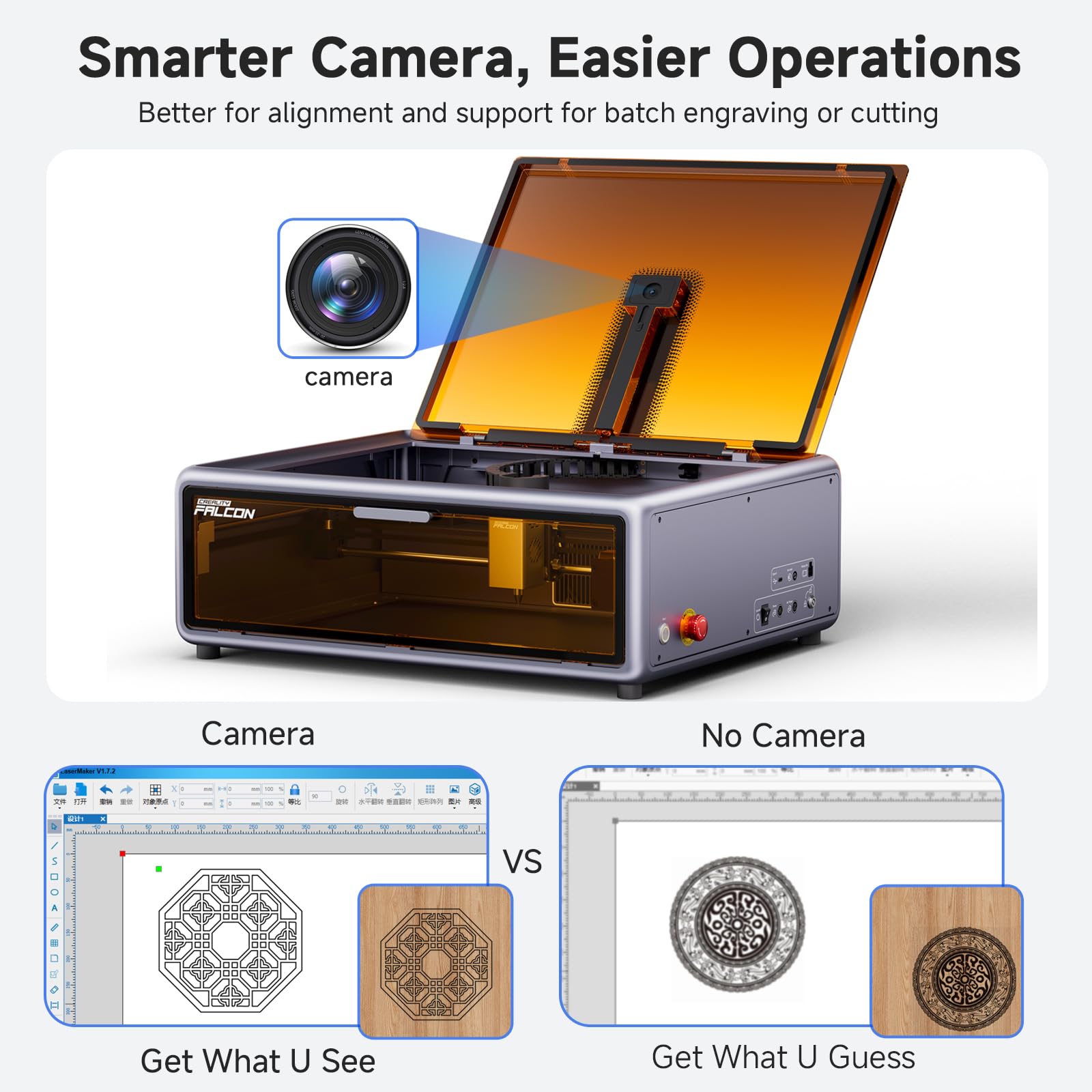Creality Falcon A1 10W Laser Engraver, Enclosed Laser Cutter with Air Assist, HD Camera Positioning, Beginner-friendly, Class 1