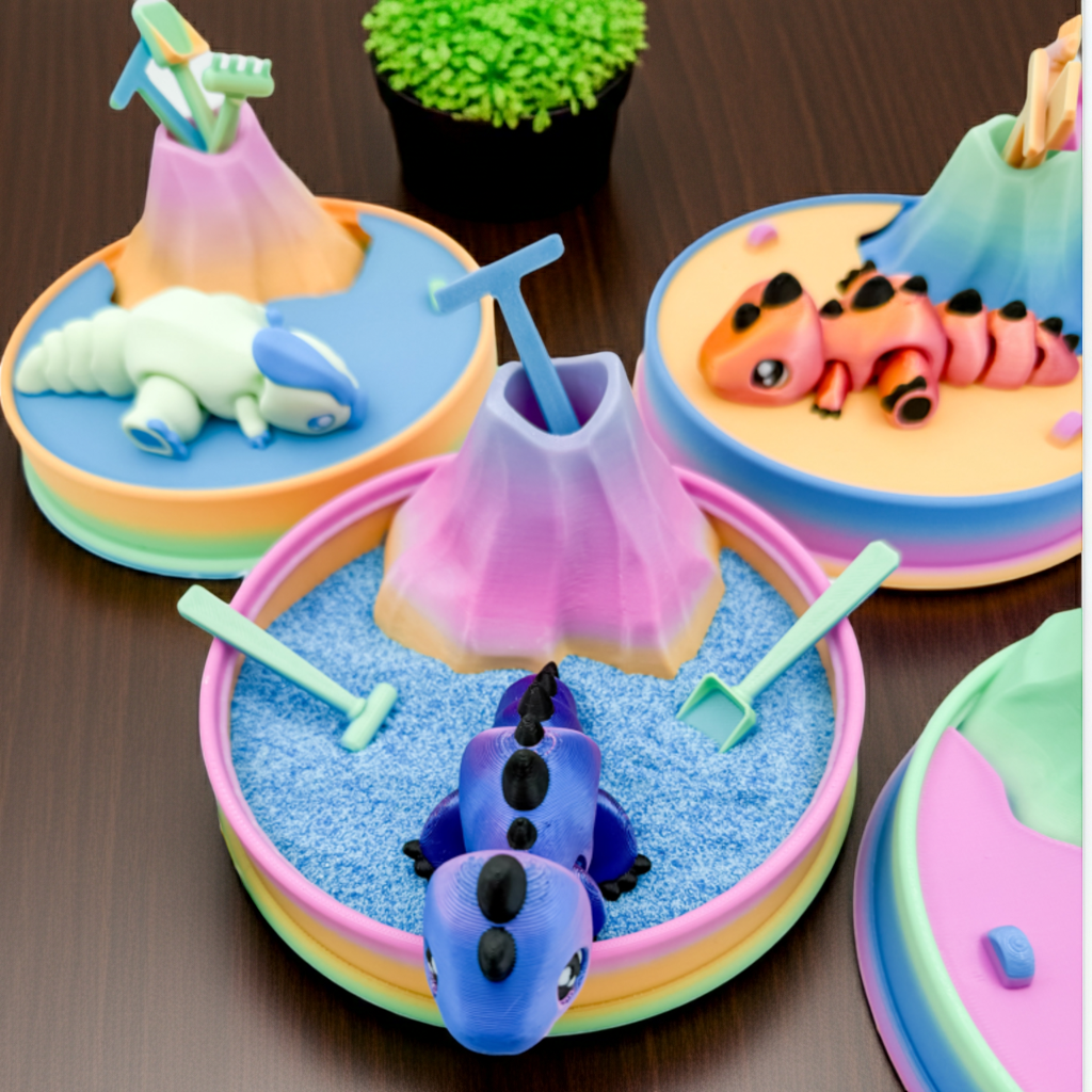 3D Printed Dinosaur Zen Sand Toy