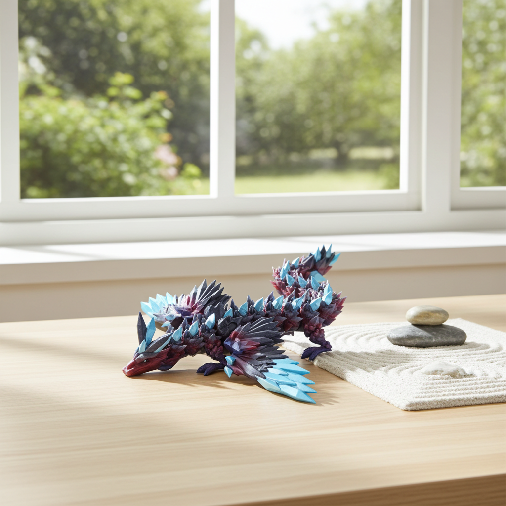 3D Printed Crystal Wing Dragon Fidget Toy – Articulated Fantasy Desk Toy Gift