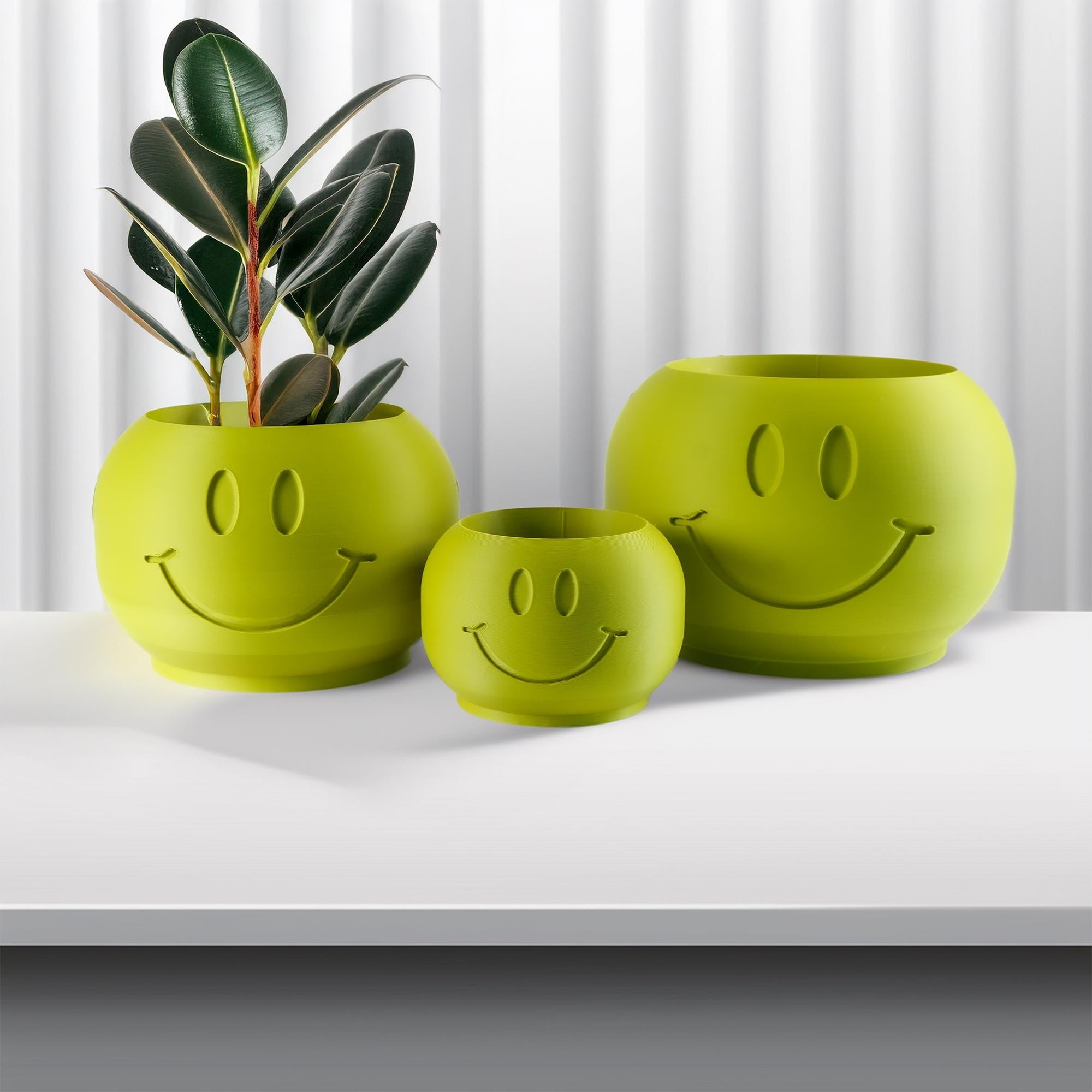 Happy Sprout Smiley Face Plant Pot with Drainage and Drip Tray – Cute Ghibli Decor Planter