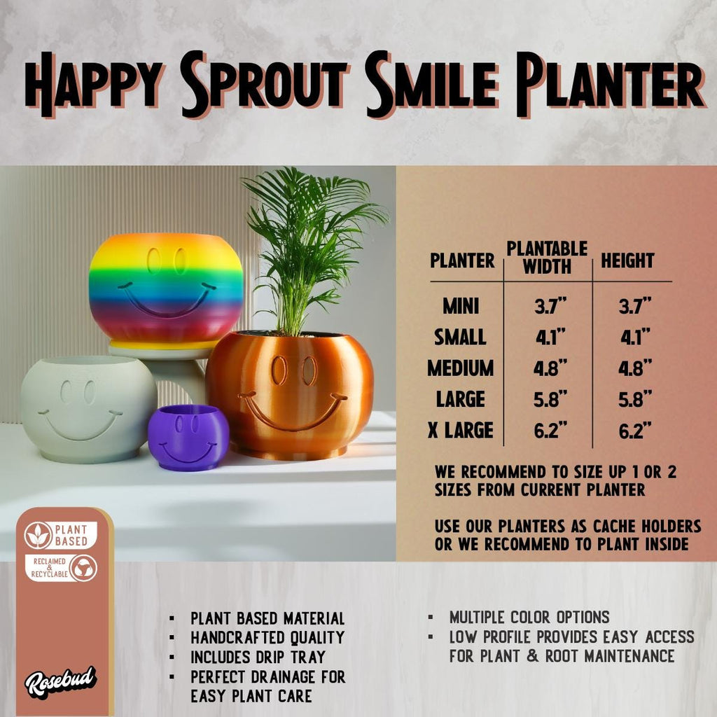 Happy Sprout Smiley Face Plant Pot with Drainage and Drip Tray – Cute Ghibli Decor Planter