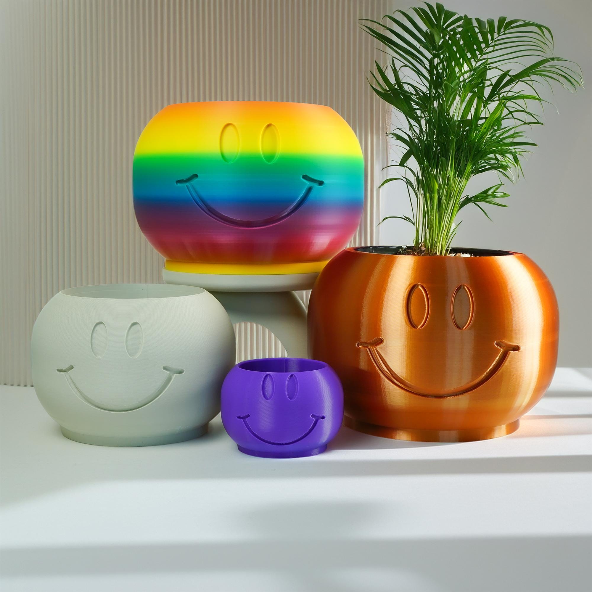 Happy Sprout Smiley Face Plant Pot with Drainage and Drip Tray – Cute Ghibli Decor Planter