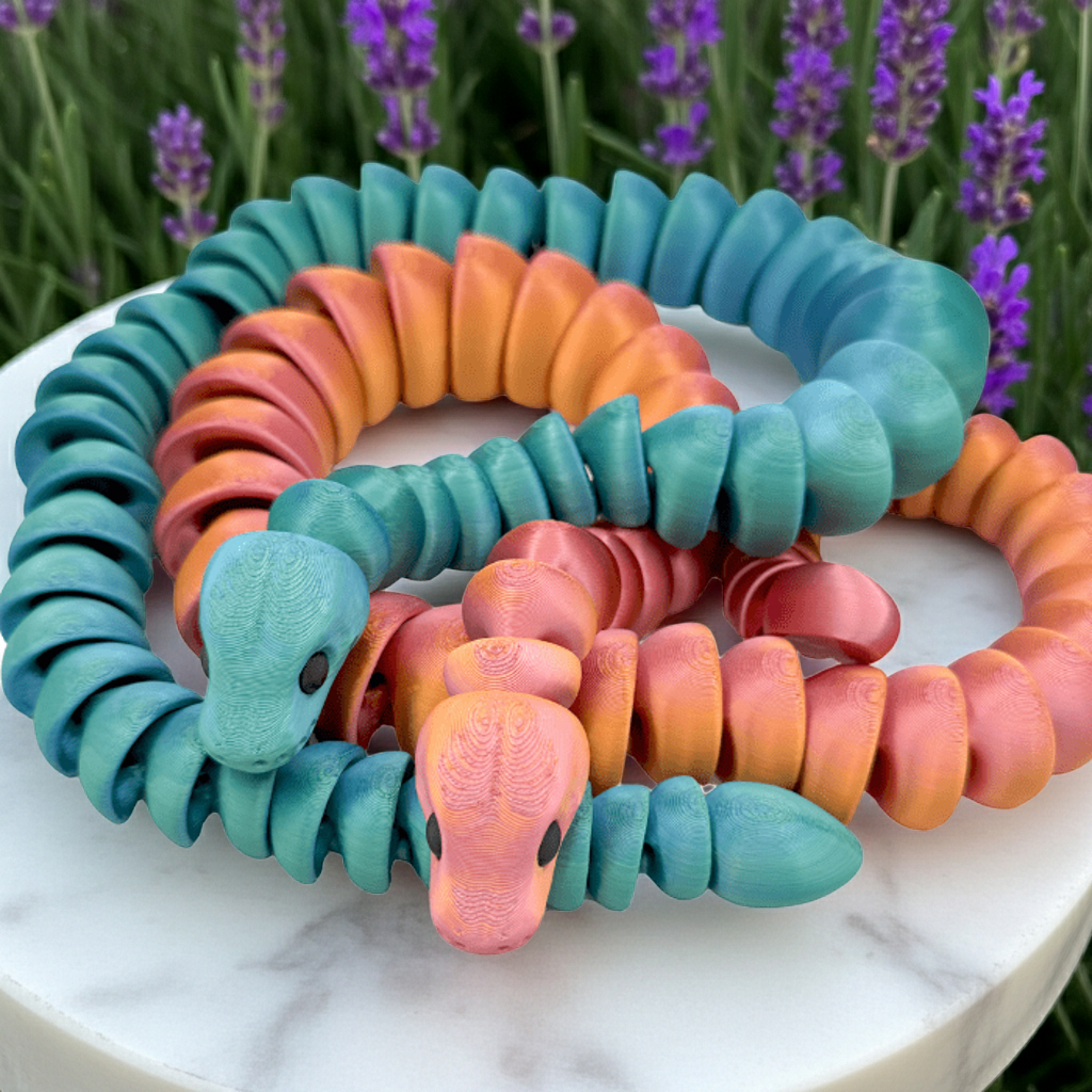 32" Articulated 3D Printed Snake – Fidget Toy, Flexible Sensory Gift